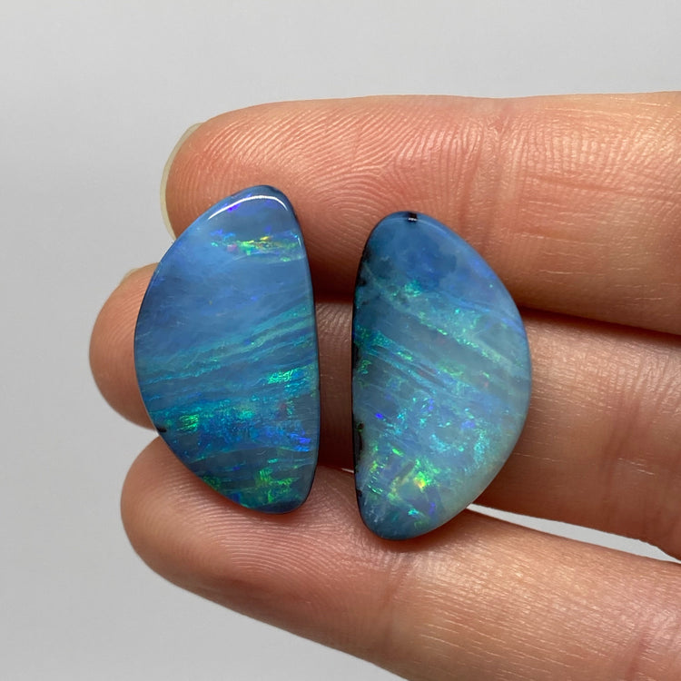 26.36 Ct striped ocean boulder opal pair