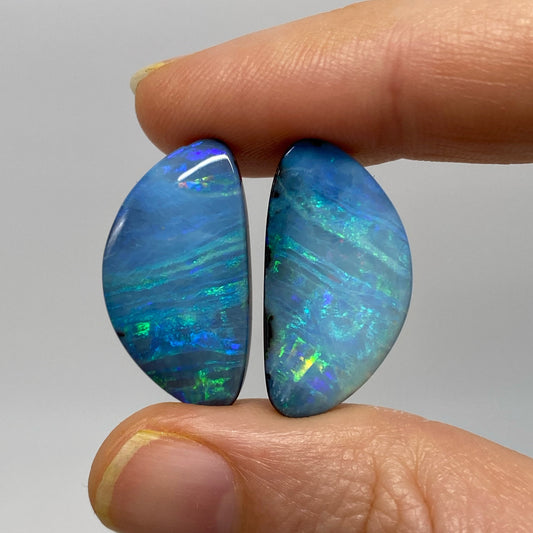 26.36 Ct striped ocean boulder opal pair