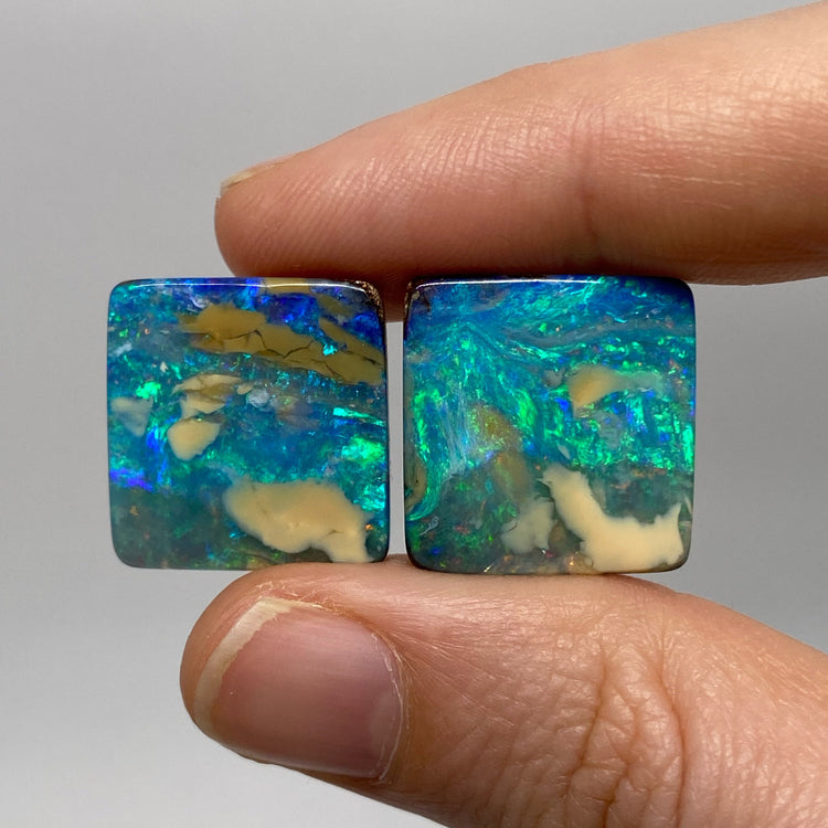 29.08 Ct rectangle boulder opal pair